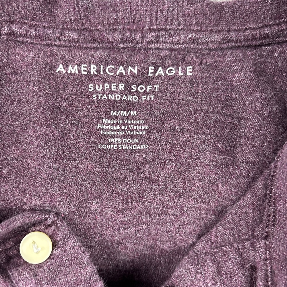 American Eagle Polo Shirt Mens‎ Medium Purple Super Soft Standard Fit - Picture 6 of 11